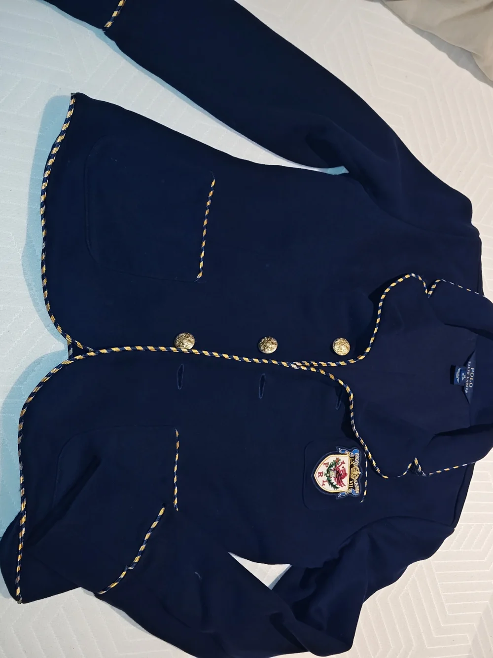 Polo by Ralph Lauren Navy Blazer with Gold Braid and Crest 8-10